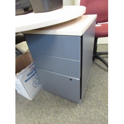 Grey w Blonde Top 3 Drawer Box Box File Pedestal, Locking